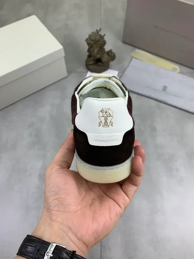 Brunello Cucinelli Bourgogne velours côtelé et daim lifestyle sneaker 3