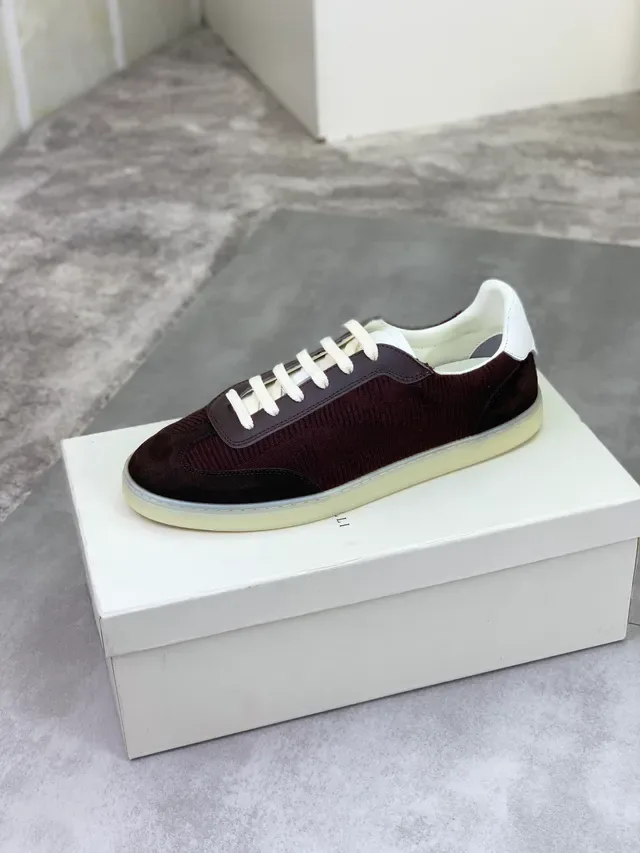 Brunello Cucinelli Bourgogne velours côtelé et daim lifestyle sneaker 4