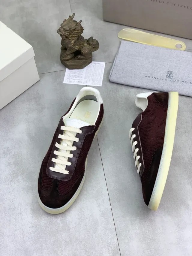 Brunello Cucinelli Bourgogne velours côtelé et daim lifestyle sneaker 5