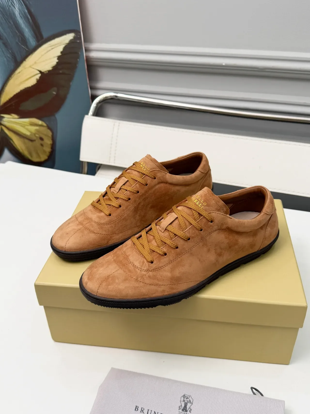 Brunello Cucinelli Zapatos casuales de ante con cordones low-top 5
