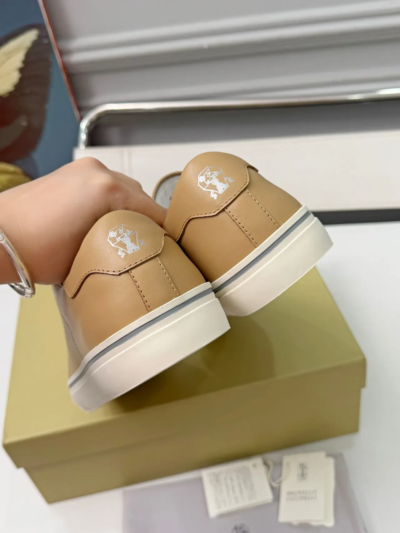 Brunello Cucinelli Tan Leather Low-Top Lifestyle Sneakers 3