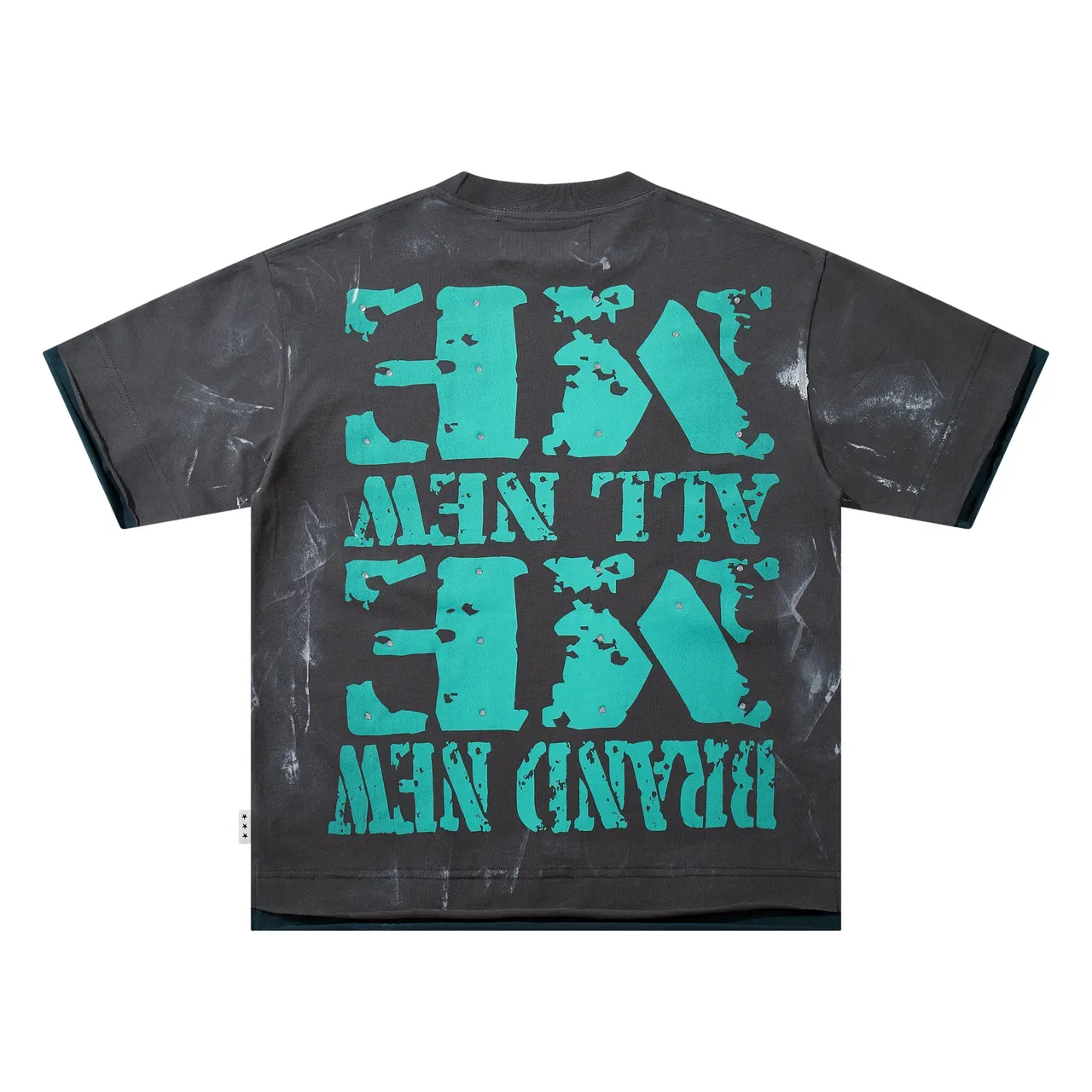 Charcoal Gray Distressed Graphic Oversized T-Shirt 4