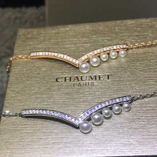CHAUMET Liens V形珍珠与钻石手链
