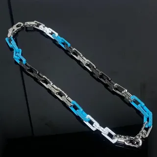 Collier Chaîne à Maillons en Résine de Deux Tons Épaisse