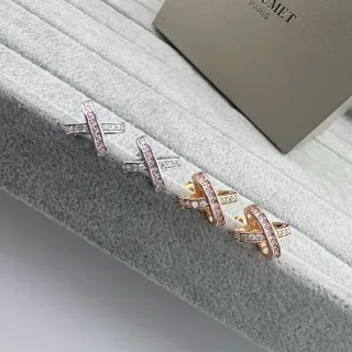 Comet Paris Pendientes con perno X Pavé Cristales Rosa y Transparente