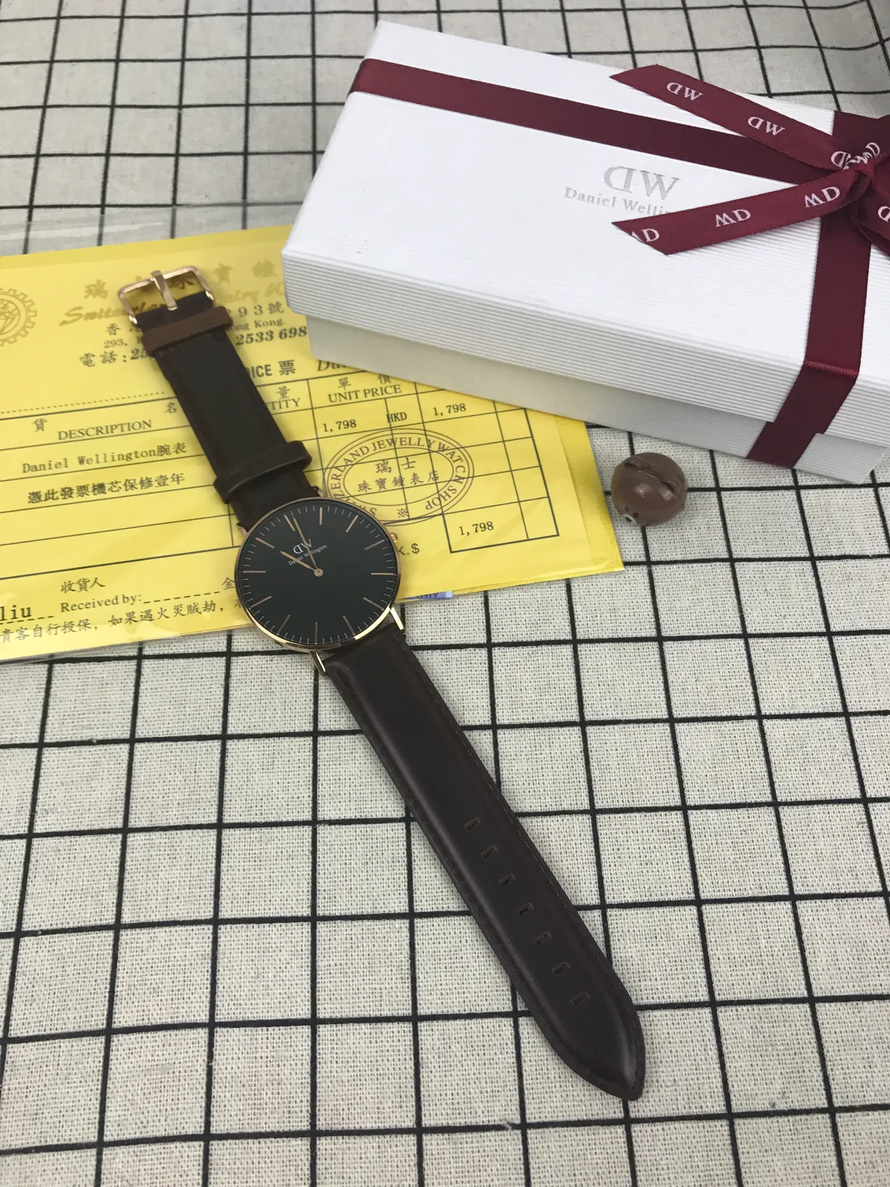 Daniel Wellington काला भूरा न्यूनतम पतला केस क्वार्ट्ज घड़ी 2