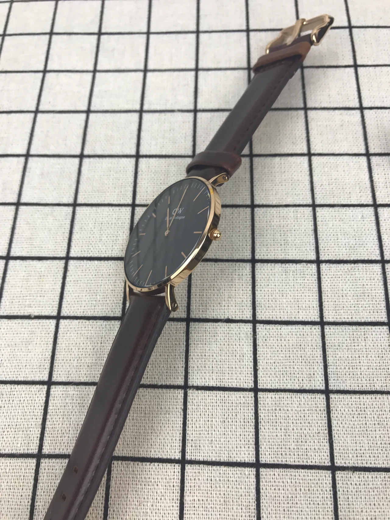 Daniel Wellington काला भूरा न्यूनतम पतला केस क्वार्ट्ज घड़ी 3