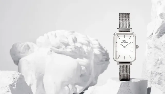 Daniel Wellington 迷你矩形白色表盘银色网状石英手表 3