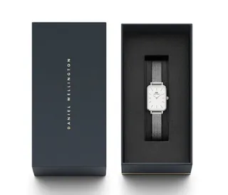 Daniel Wellington 迷你矩形白色表盘银色网状石英手表 6