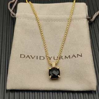 David Yurman Collier Chaîne Box Or Noir Pierres Facetées