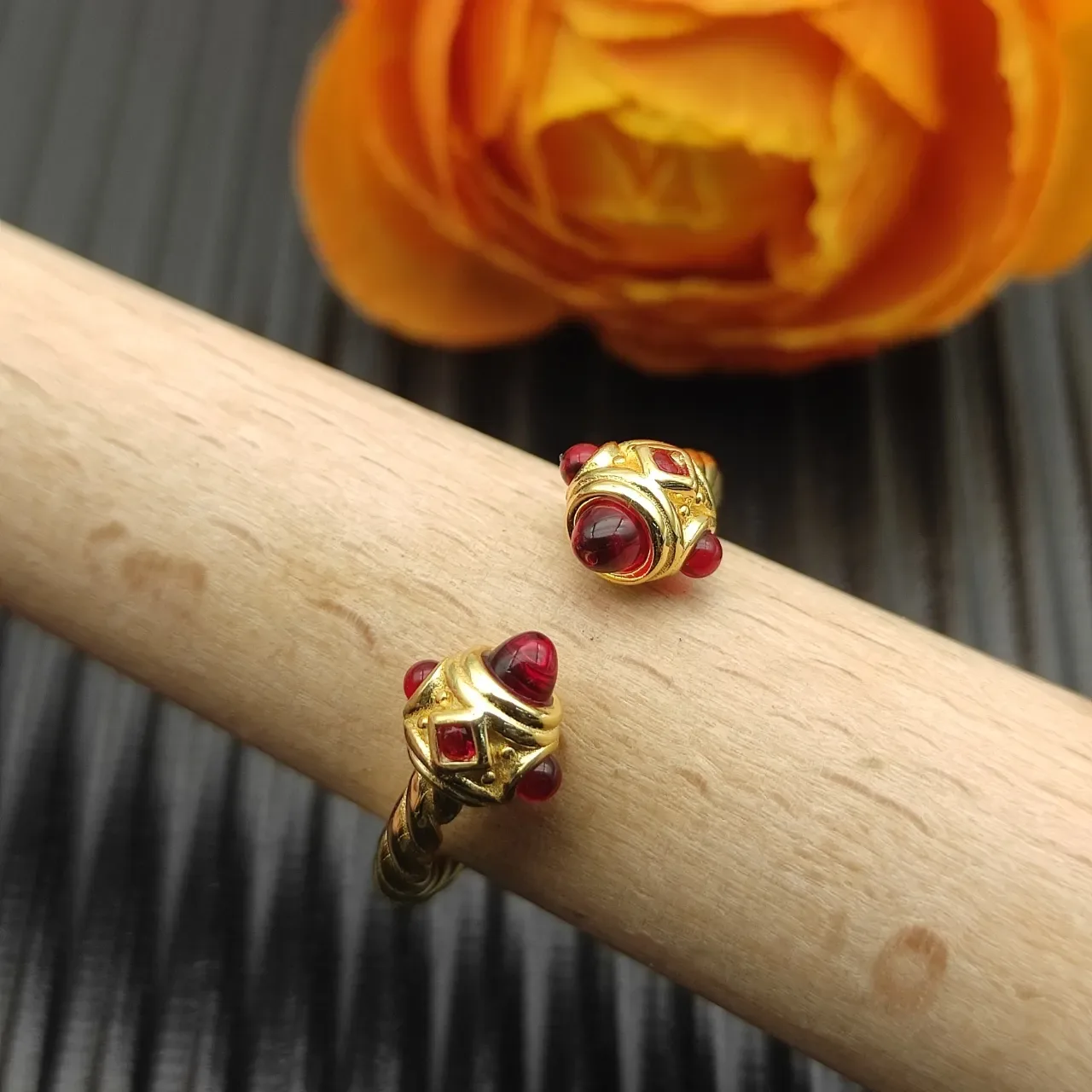 David Yurman Cable Classic Gold Red Twisted Band Open Ring 8