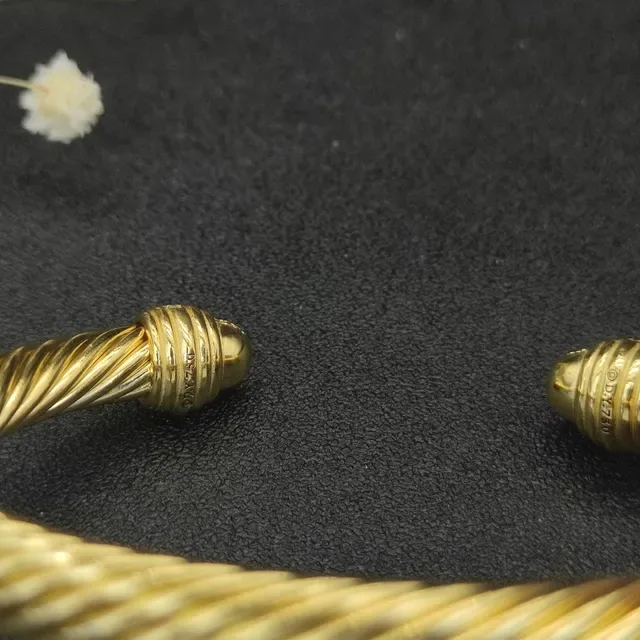 David Yurman Cable Classics Gold Silver Twisted Diamond-Set Terminals Bracelet 2