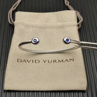 सवार David Yurman Cable Classics فضي أزرق ملتوي كابوشون مجموعة النهايات