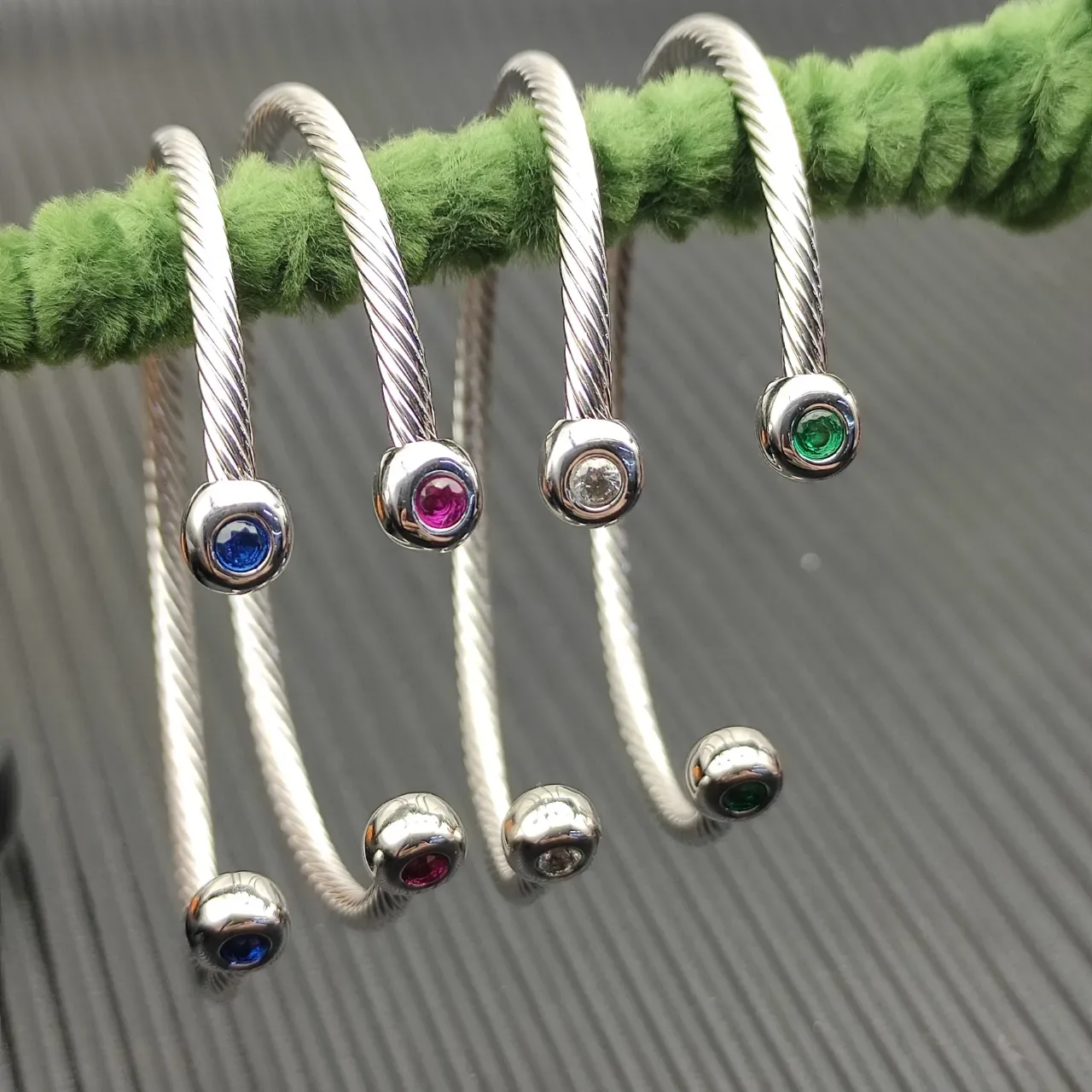 David Yurman Cable Classics Silver Blue Twisted Cabochon-Set Ends Bracelet 4