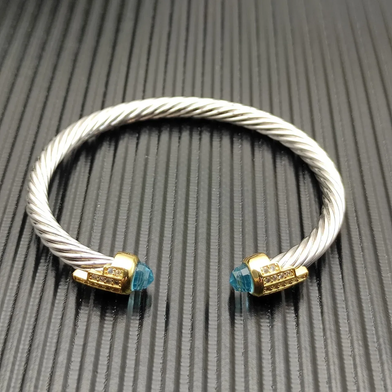 David Yurman Cable Classics Silver Gold Twisted Dual-Tone Metal Bracelet 7