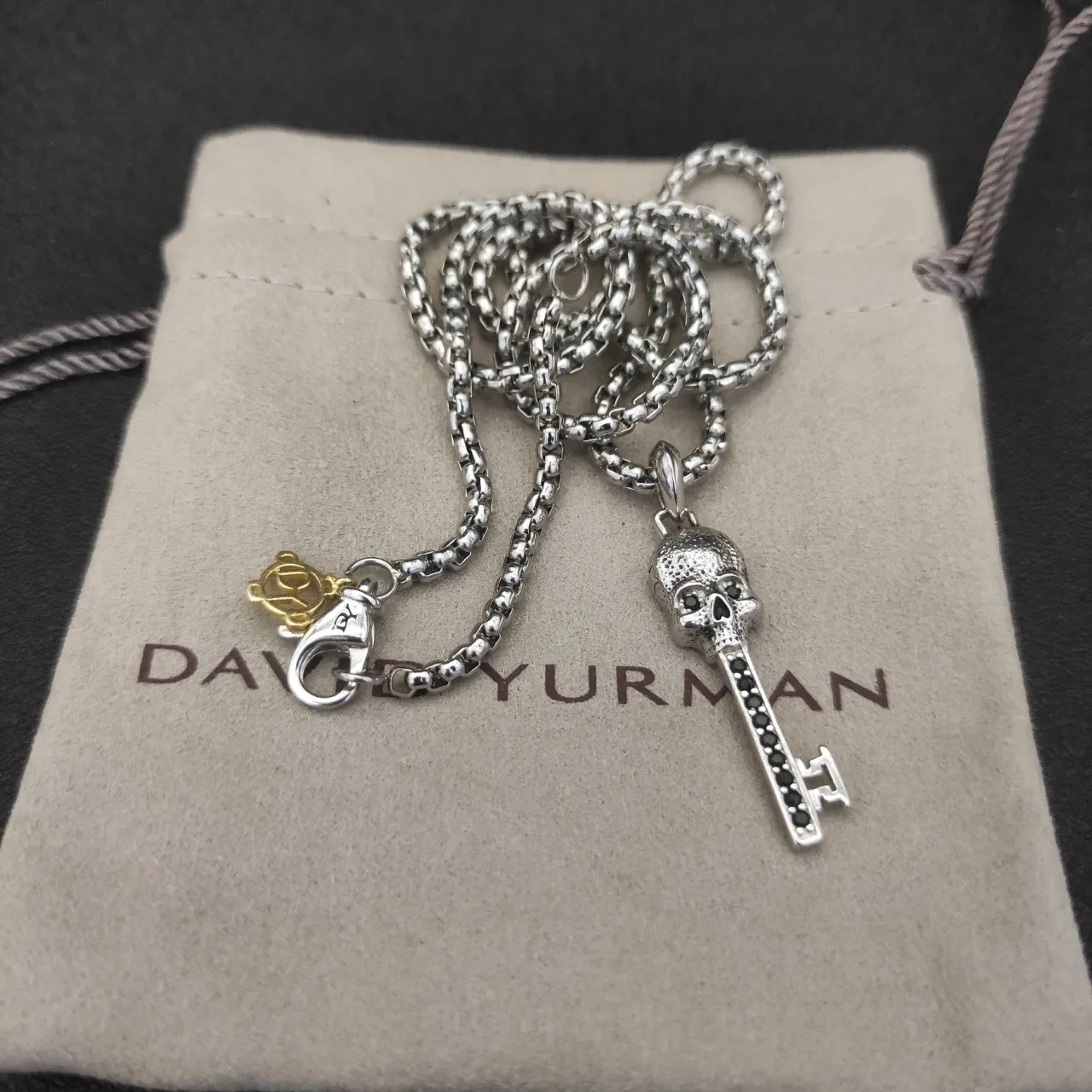 David Yurman Cable Collection collier chaîne à maillons de boîte bicolore argent or argent sterling 3