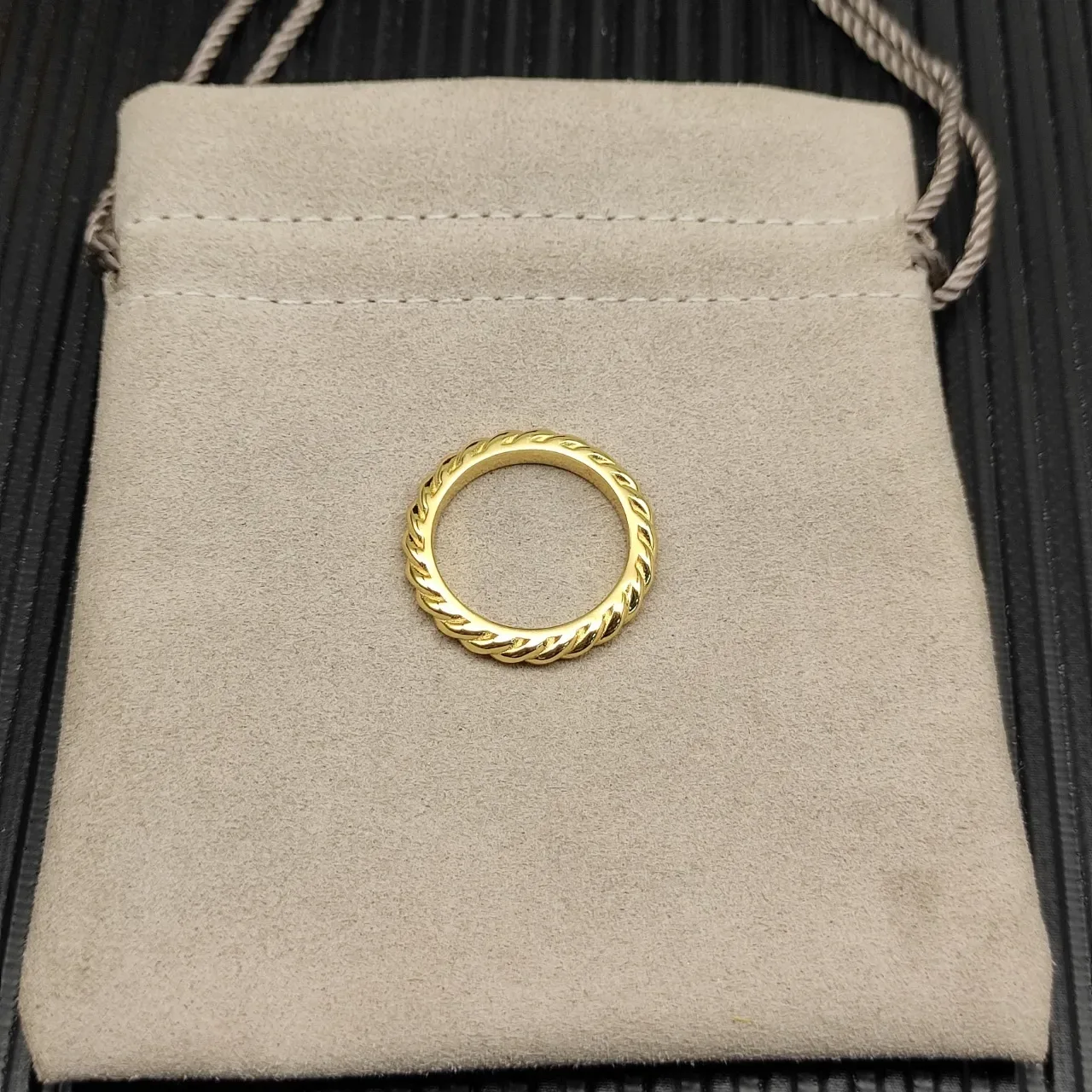 David Yurman Cable Collection 银金色 扭结 可堆叠戒指 8