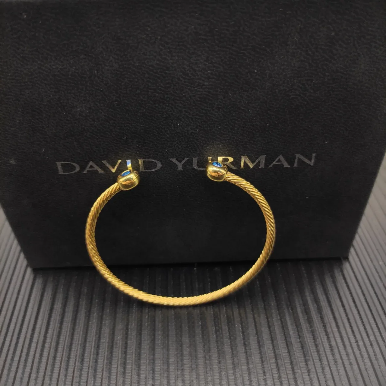 David Yurman Gold Blue Twisted Cable Bracelet 7