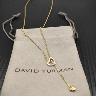 David Yurman সোনার Pavé ওপেন হার্ট Lariat নেকলেস