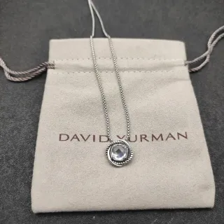 Collier de pendentif en pierre à coupe en coussin et bezel David Yurman, style rope-twist