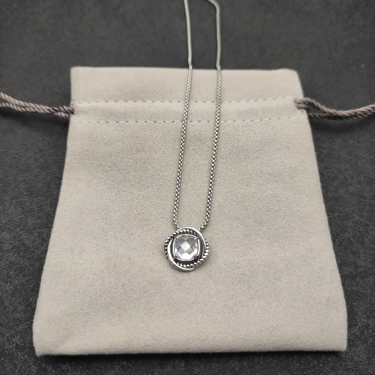 David Yurman Rope-Twist Bezel Cushion-Cut Stone Pendant Necklace 4