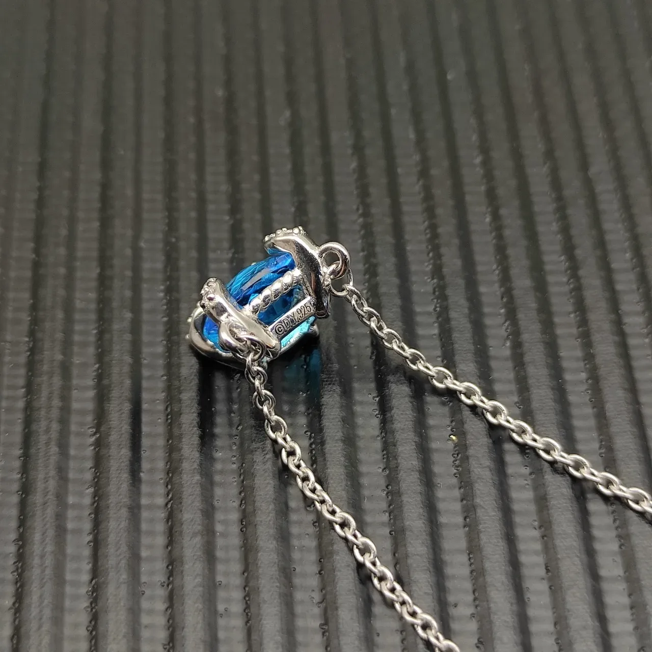 David Yurman Square Blue Gemstone Pendant Necklace 6