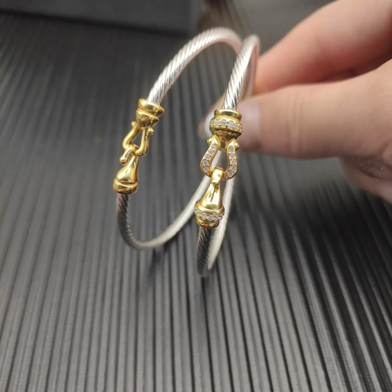 David Yurman Twisted Cable Two-Tone Pavé Clasp Bracelet 3