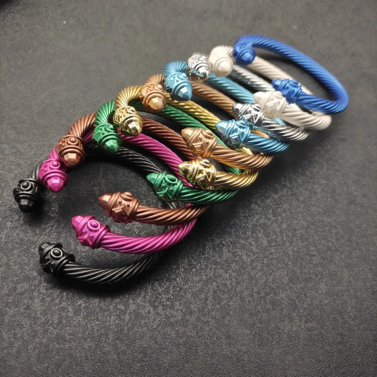 David Yurman White Twisted Cable Sculpted End Caps Bracelet 2
