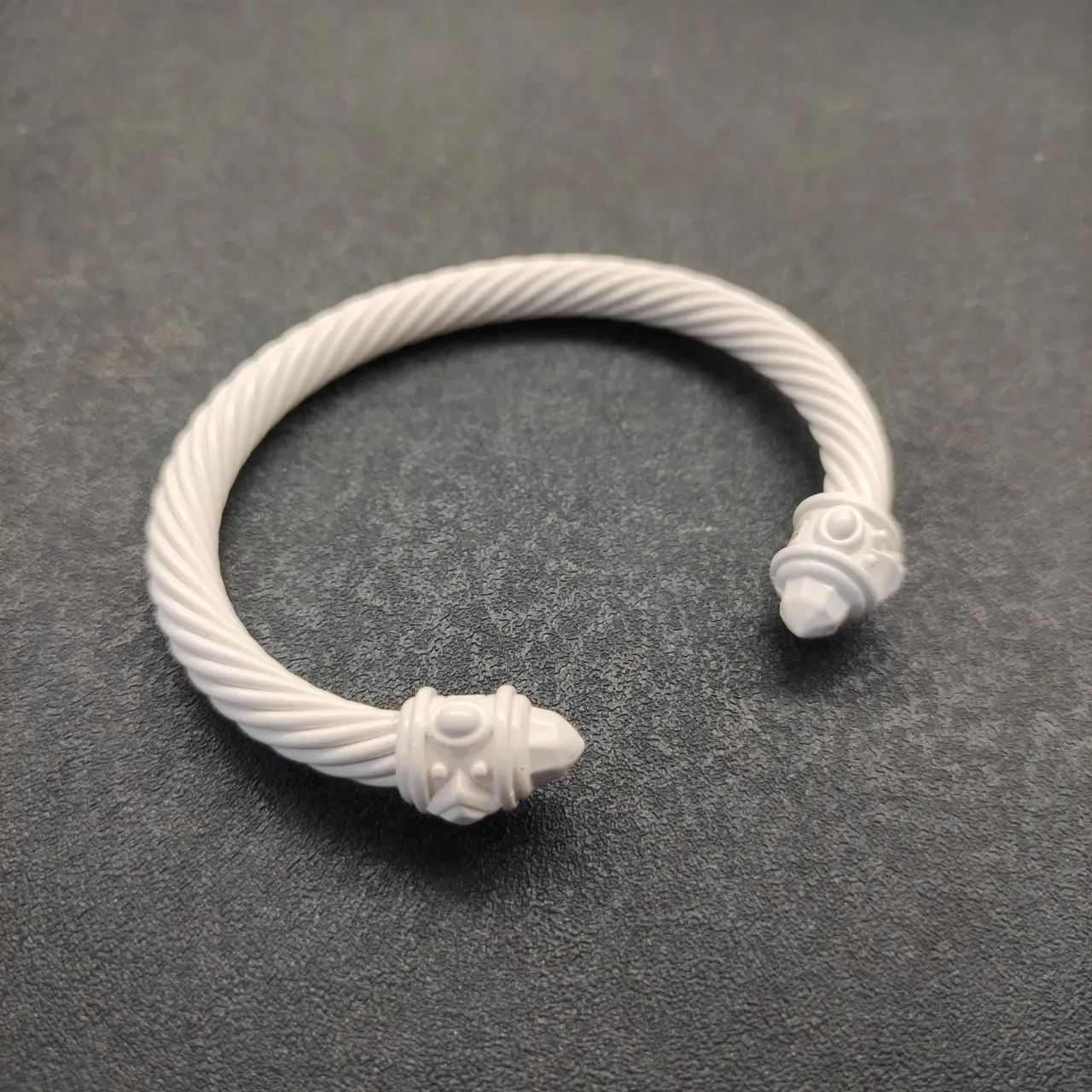 David Yurman White Twisted Cable Sculpted End Caps Bracelet 7