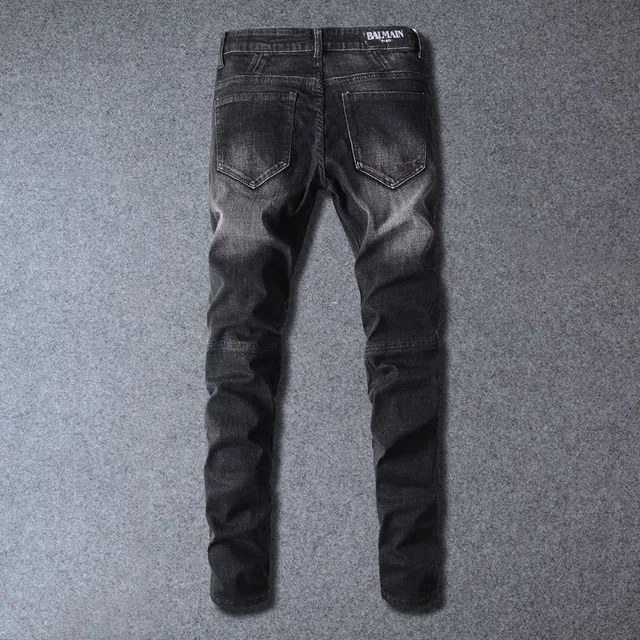 Distressed Black Cargo-Pocket Slim-Fit Jeans 8