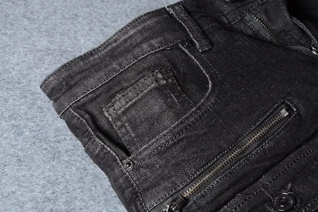 Distressed Black Cargo-Pocket Slim-Fit Jeans 10