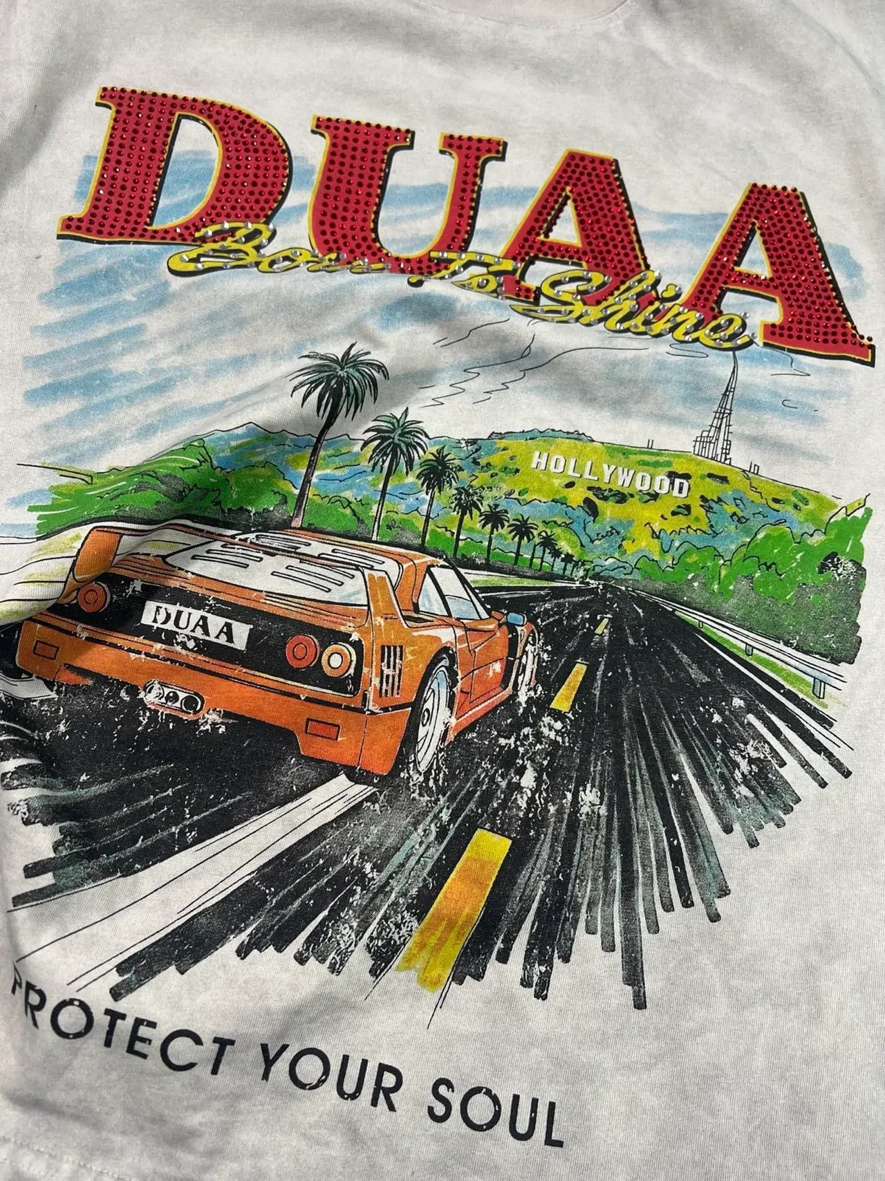 DUAA Born To Shine Graphic Print Distressed Wash T-Shirt 3