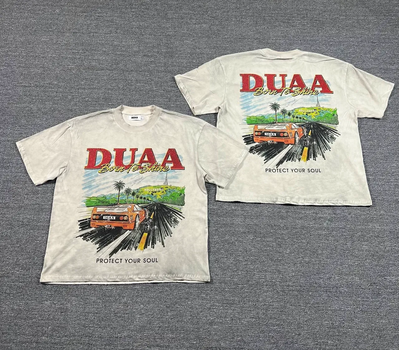 DUAA Born To Shine Graphic Print Distressed Wash T-Shirt 4
