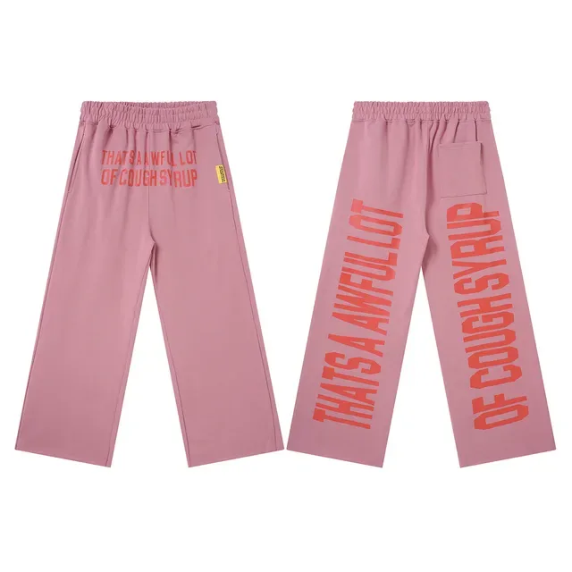 Dusty Pink and Beige Wide-Leg Elastic-Waist Screen-Printed Sweatpants 2