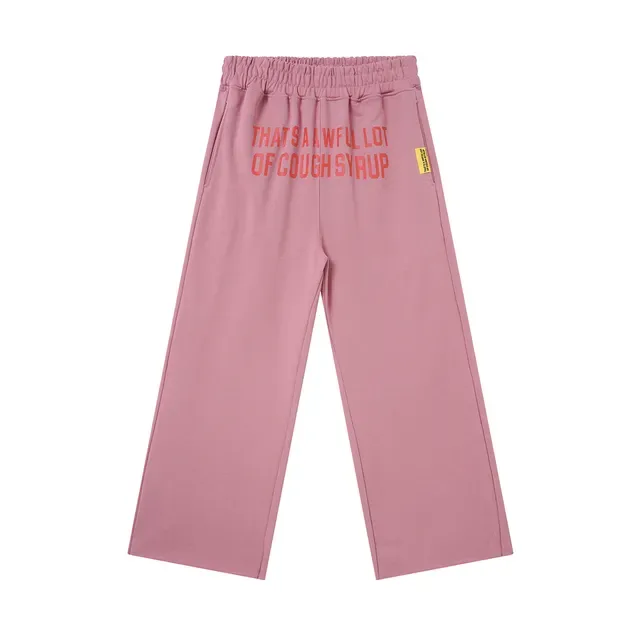 Dusty Pink and Beige Wide-Leg Elastic-Waist Screen-Printed Sweatpants 3