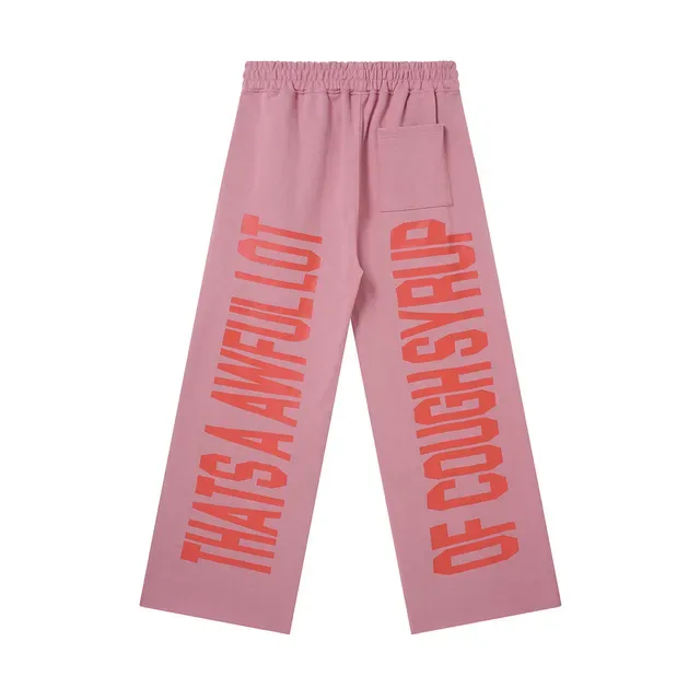 Dusty Pink and Beige Wide-Leg Elastic-Waist Screen-Printed Sweatpants 4