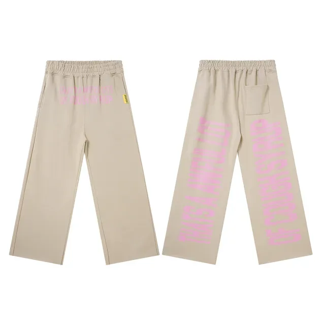 Dusty Pink and Beige Wide-Leg Elastic-Waist Screen-Printed Sweatpants 5