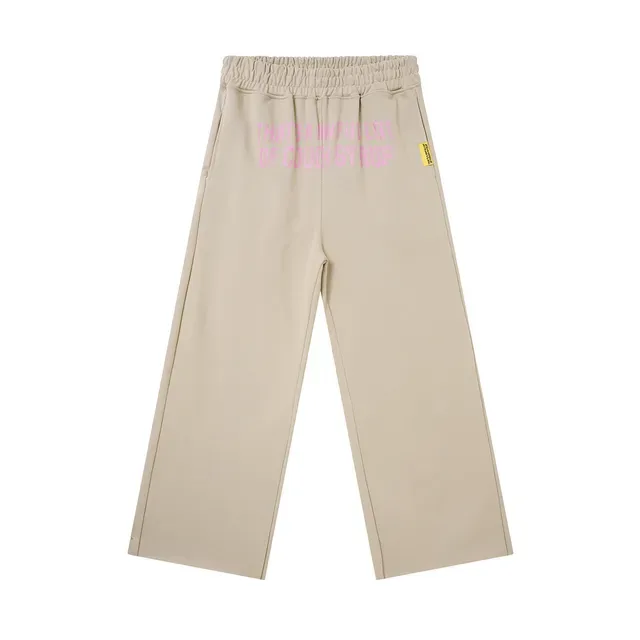 Dusty Pink and Beige Wide-Leg Elastic-Waist Screen-Printed Sweatpants 6