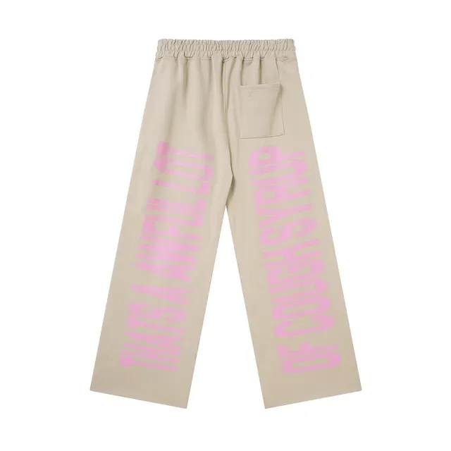 Dusty Pink and Beige Wide-Leg Elastic-Waist Screen-Printed Sweatpants 7