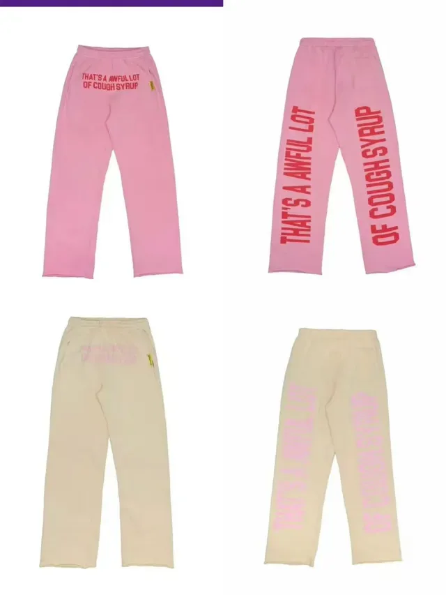 Dusty Pink and Beige Wide-Leg Elastic-Waist Screen-Printed Sweatpants 8