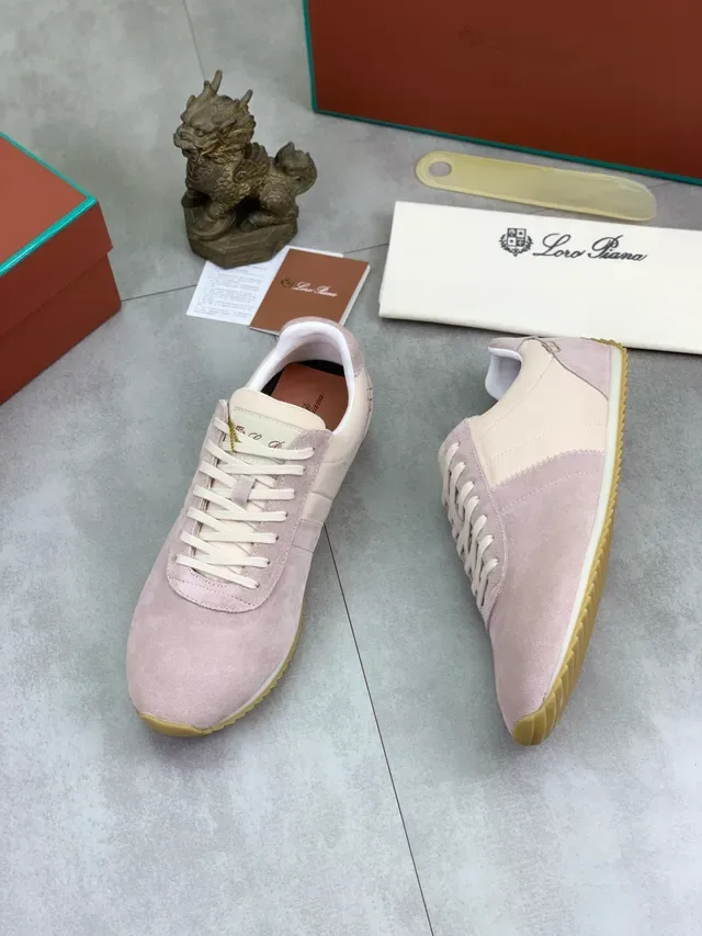 Dusty Pink and Cream Suede Lifestyle Sneaker 5