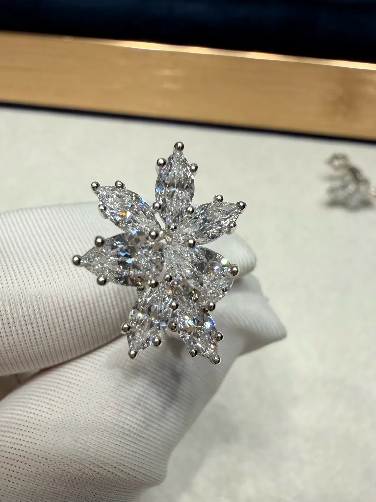 Floral Cluster Marquise-Cut Stone Stud Earrings 5