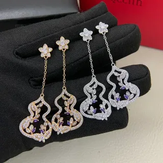 brincos de arete florais stud gourd pendant Pave Stone