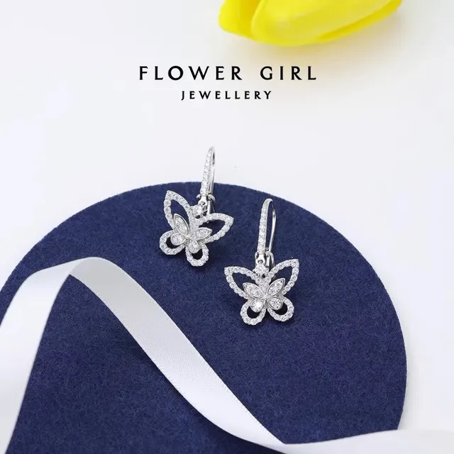FLOWER GIRL Butterfly Pavé Crystal Dangling Earrings 5
