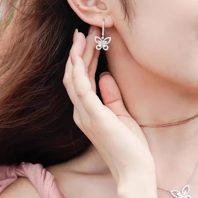 FLOWER GIRL Butterfly Pavé Crystal Dangling Earrings 6