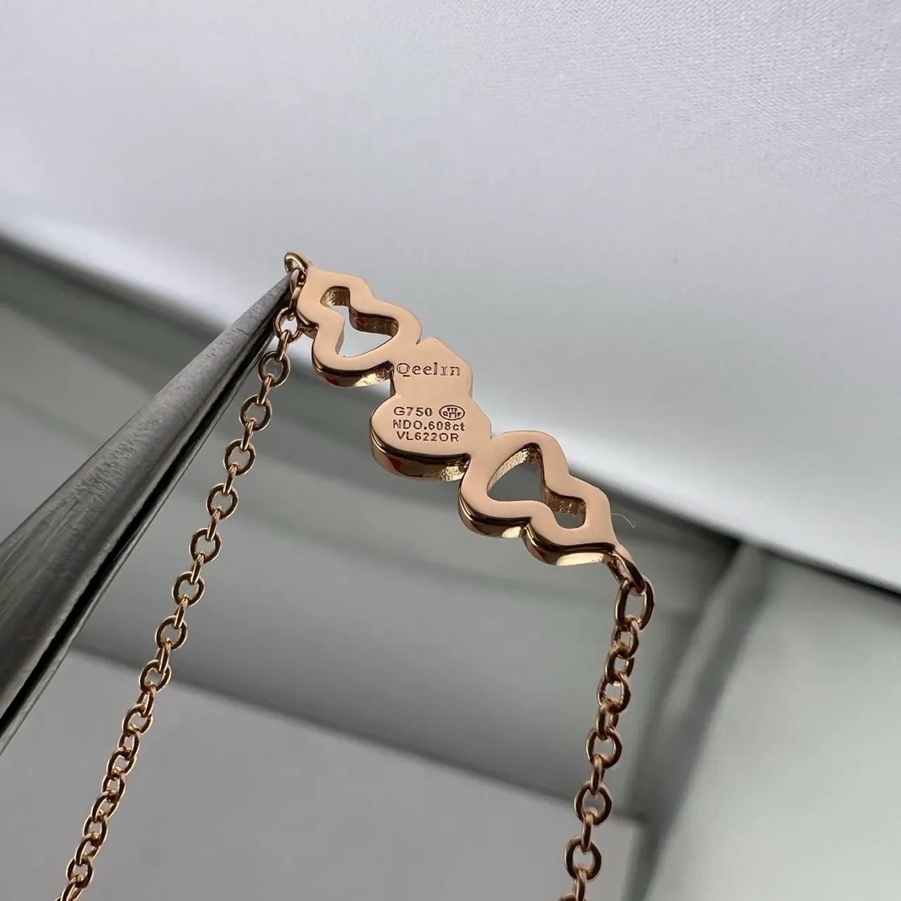Gold and Silver Tone Heart Motif Pavé Crystal Necklace 3
