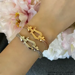 سوارات سلاسل شبكية بلون ذهبي وفضي مع مشبك shackle