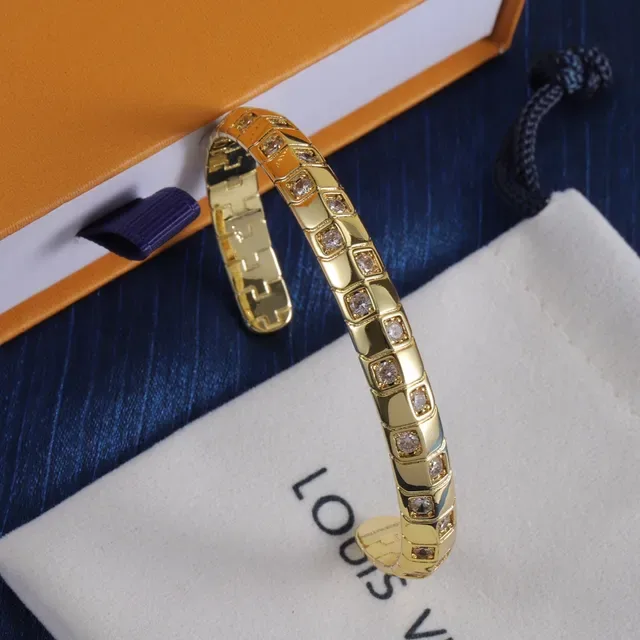 Gold and Silver Tone Segmented Pave-Set Rigid Cuff Bracelets 2
