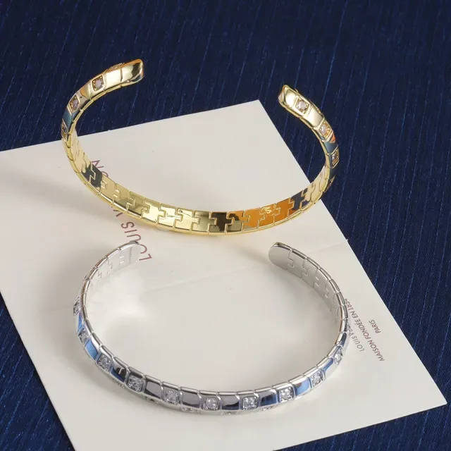 Gold and Silver Tone Segmented Pave-Set Rigid Cuff Bracelets 5