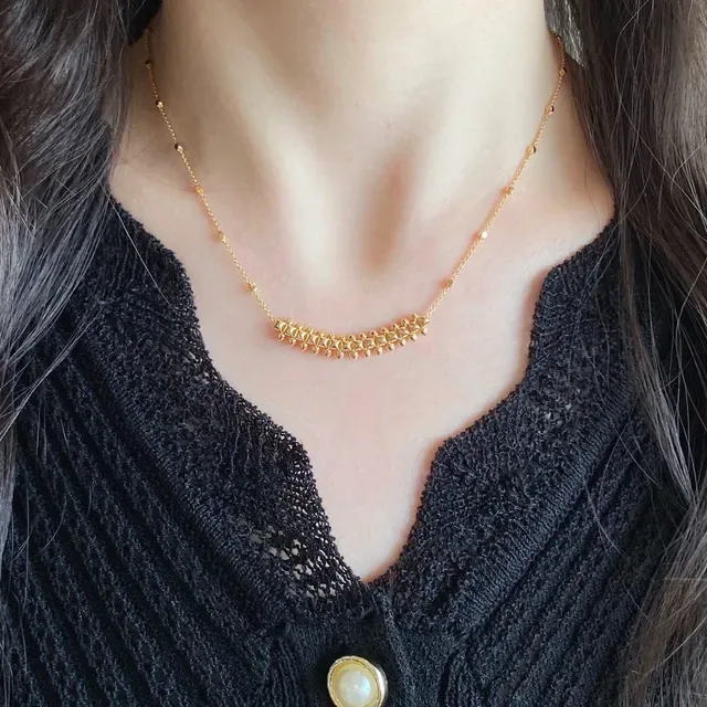Colliers avec pendentif barre à picots en ton doré et argent 9